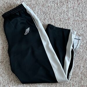 Vintage Y2K Nike Winged Foot Track Pants Large Black Silver Tricot Piping Zip